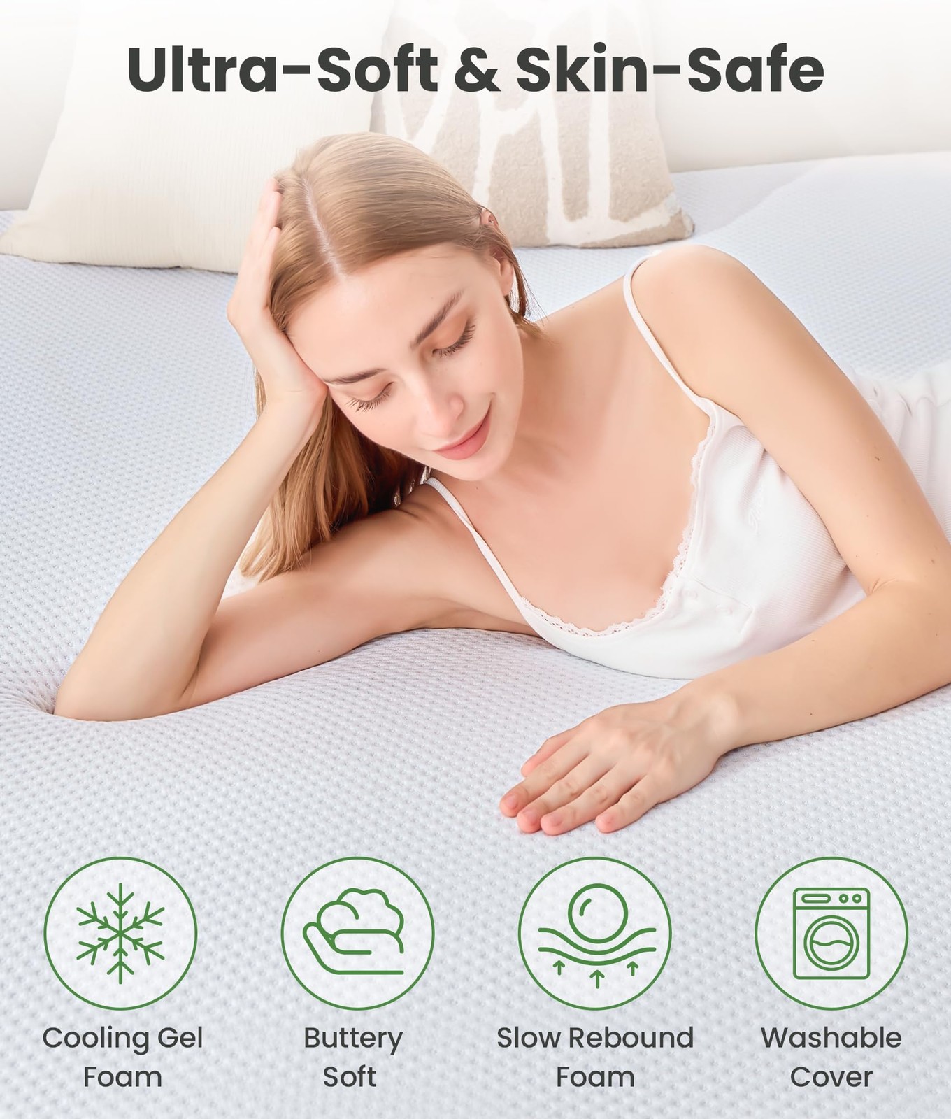 2 Inch Memory Foam Mattress Topper Twin Size with Breathable Bamboo Cover, Pr…