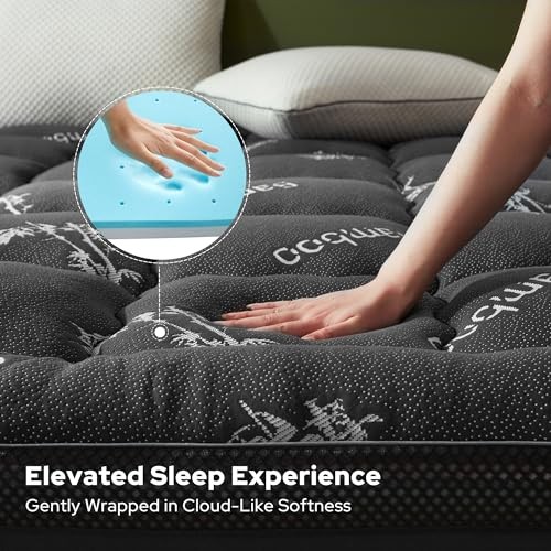 4 Inch Memory Foam Mattress Topper,2-in-1 Dual Layer Design Queen Dark Gray