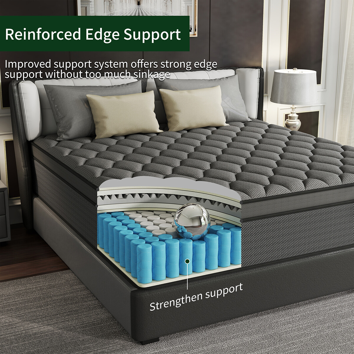 12 Inch Hybrid Mattress Memory Foam InnerSpring Twin Full Queen King In A Box
