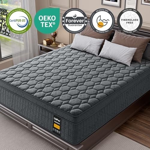 14 Inch Extra Firm Mattress Queen, Hybrid Mattress with Back and Lumbar Hip Supp