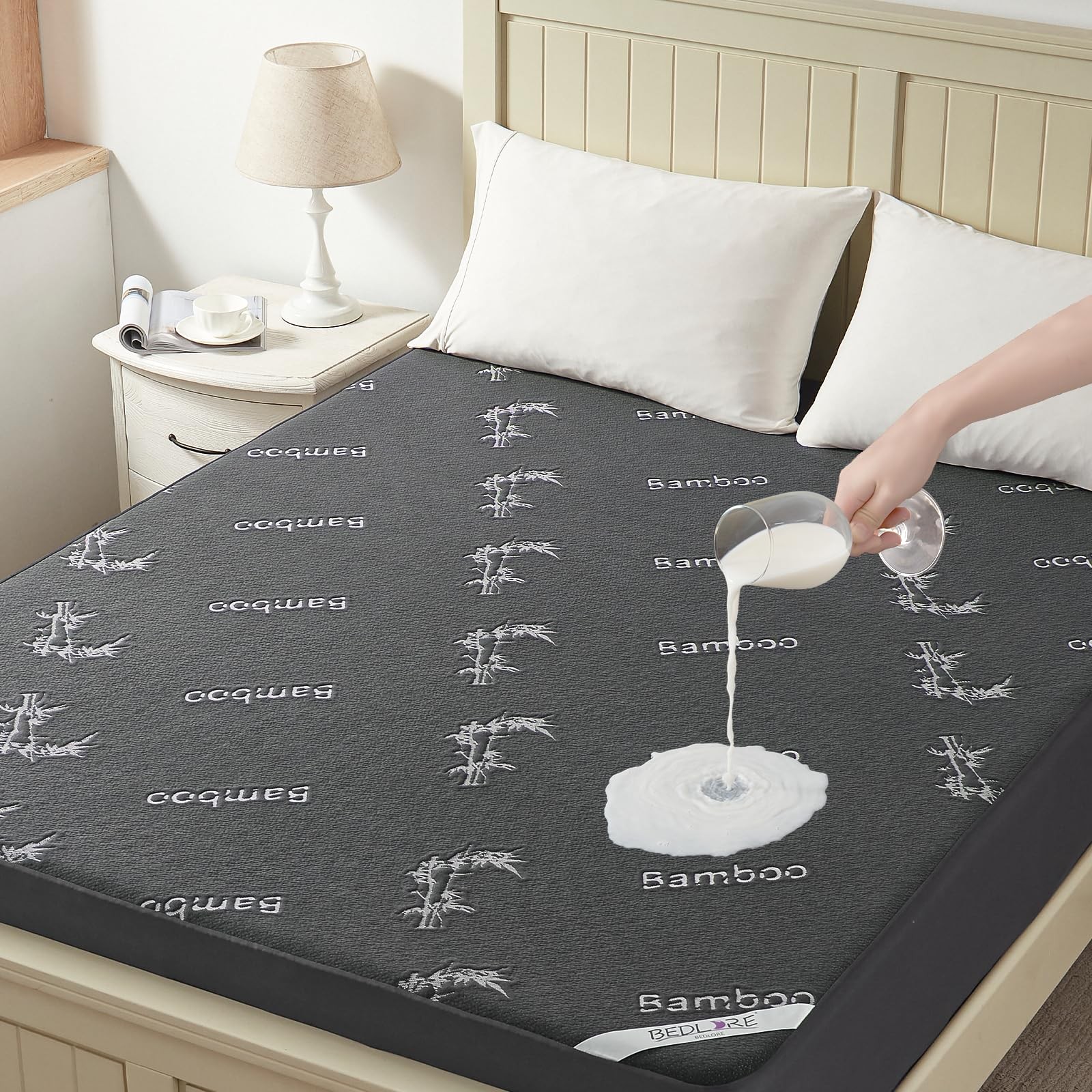 BEDLORE Twin Size Waterproof Mattress Protector Viscose Derived Twin, Gray