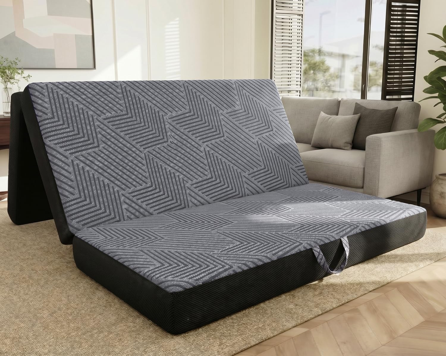 Queen Tri-Folding Mattress 6″ Memory Foam, Removable Cover, CertiPUR-US Certifie