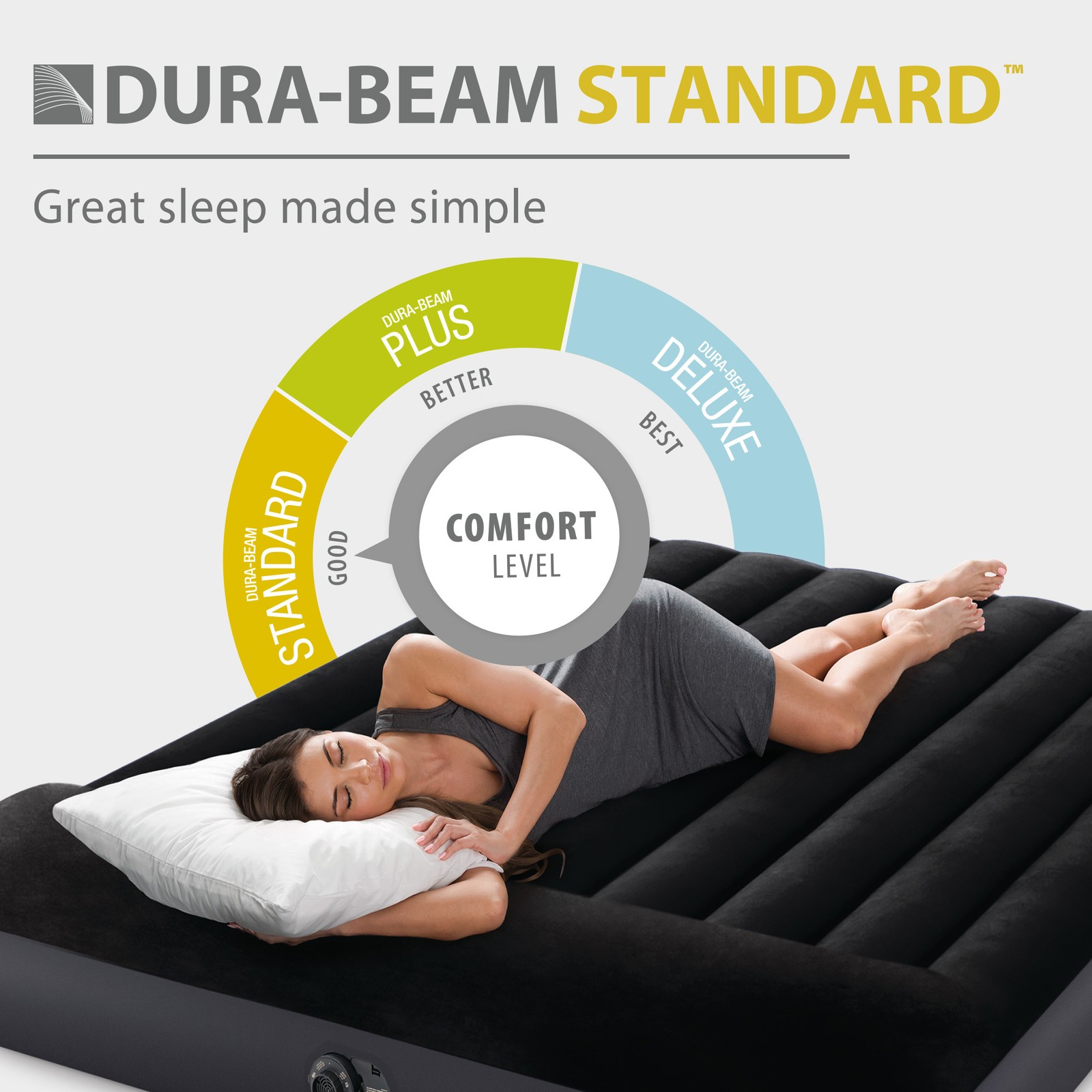 Intex Dura Pillow Rest Classic Blow Up Mattress Air Bed with Built In Pump, Twin