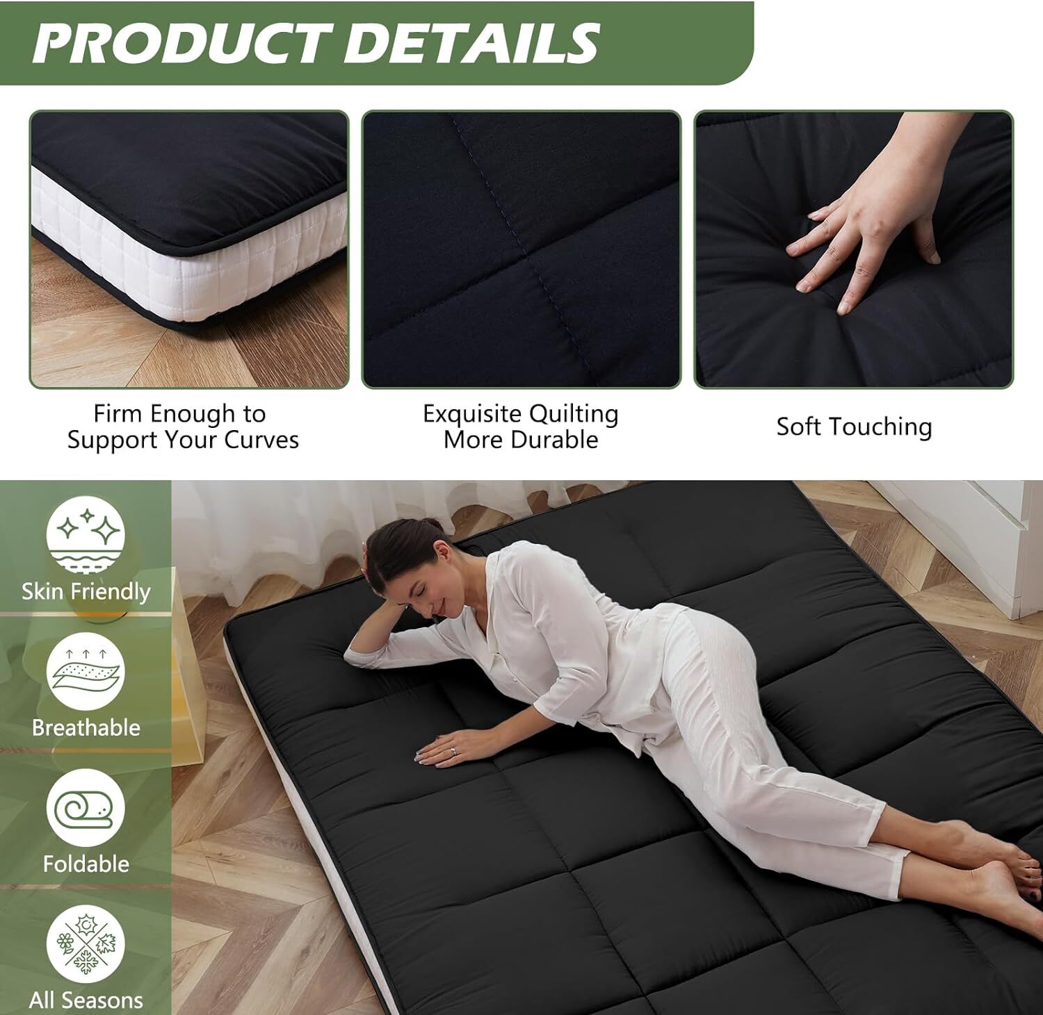 NAIZEA 5 in Thick Foldable Mattress Topper Thicken Tatami Mat Roll Up Mattress