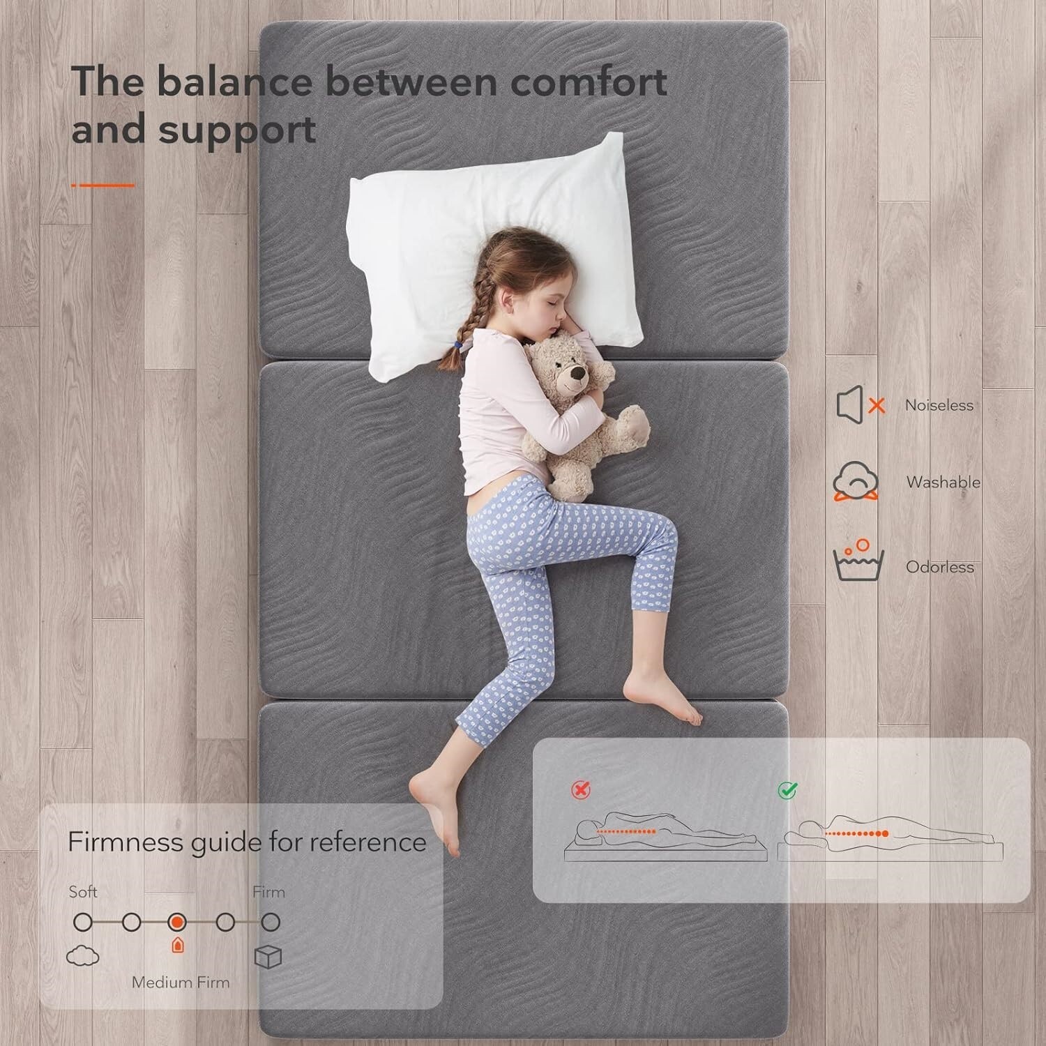 Colchonetas Espuma De Memoria Para Dormir En El Suelo Colchon IndividualPlegable