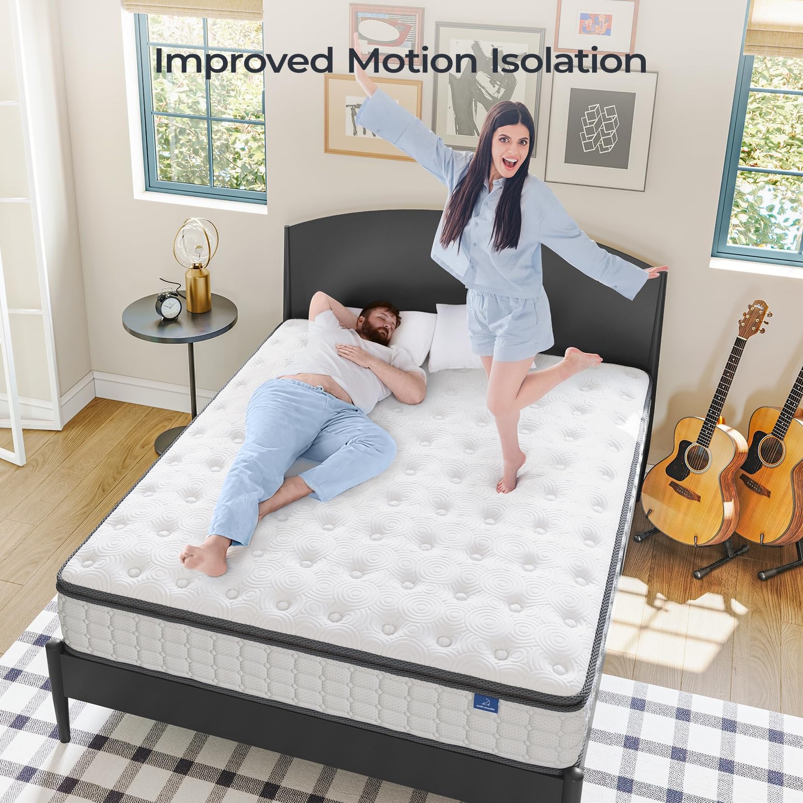 Queen Mattresses, 10 Inch Hybrid Pillow Queen Size Mattress in a Box, Memory Foa