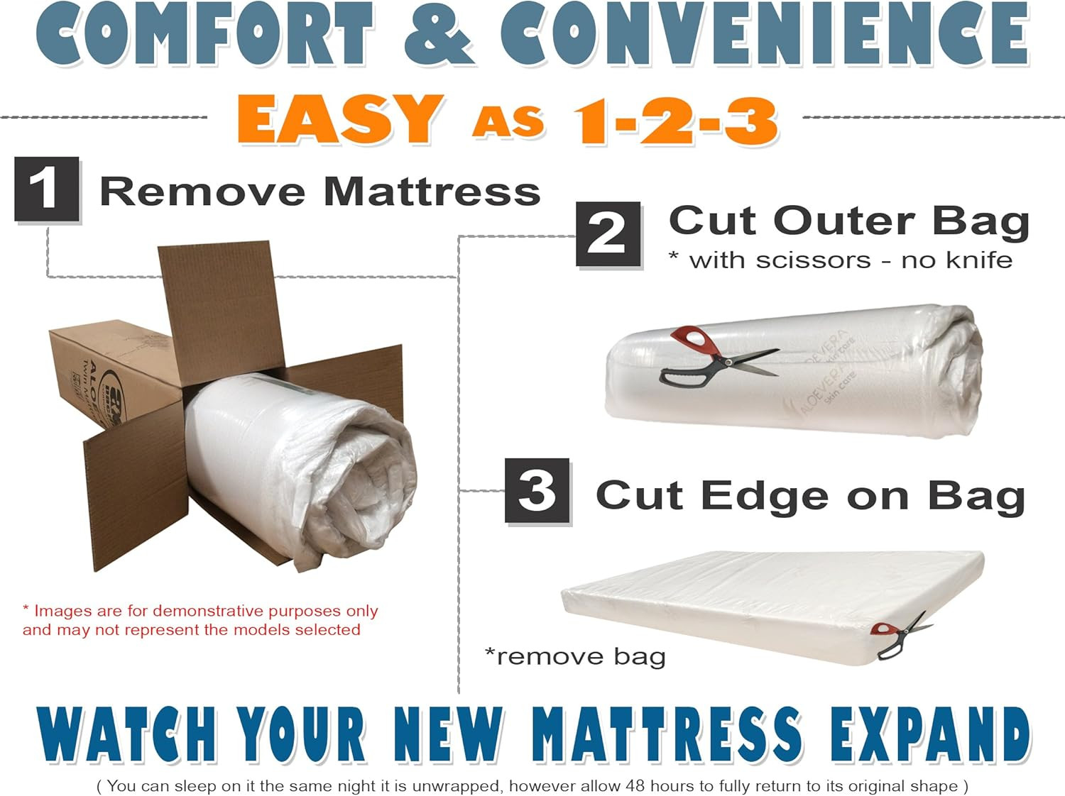 ALOE Infused Memory Foam Mattress in a Box, Roll-Compressed, 3-Layer Extra Firm