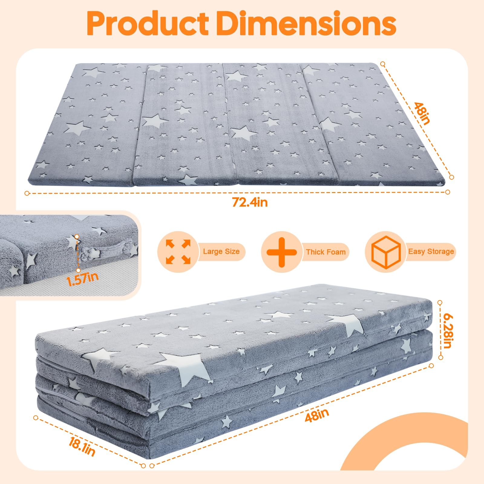 Foldable Kids Floor Mattress, Play Mat Muscle Mat Large 6×4 FT, Thicken Foam …