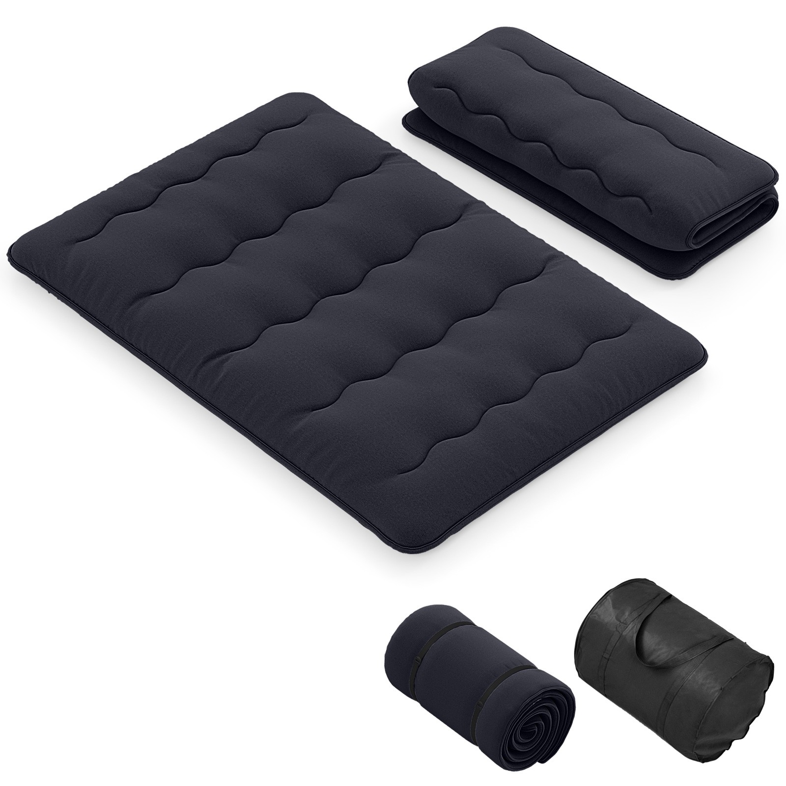 Full Futon Mattress Japanese Floor Pad Washable Cover Carry Bag Black