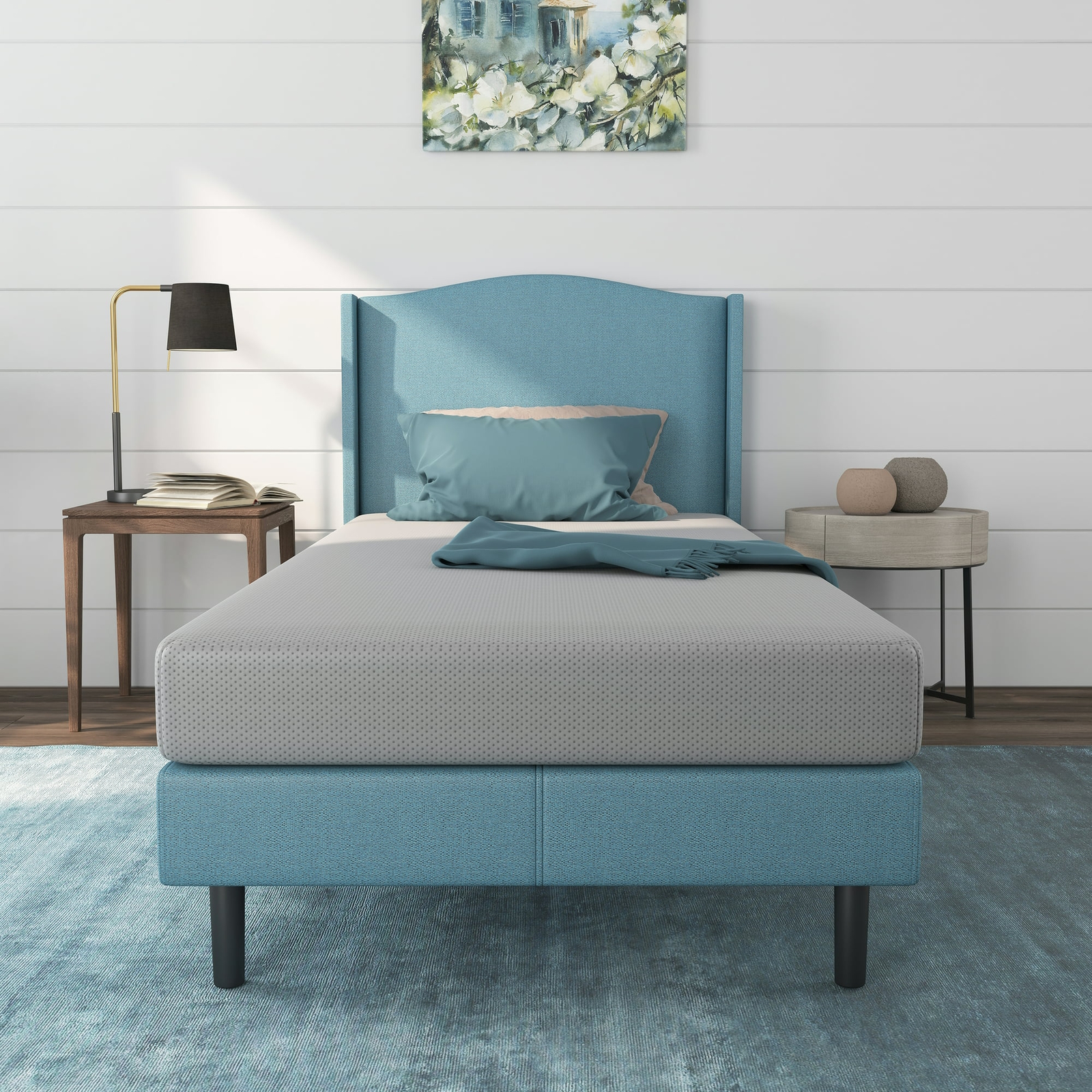 Gray Grey Twin Memory Foam Mattress Bunk Bed Size 5″ 5 Inch Single Eggcrate Base