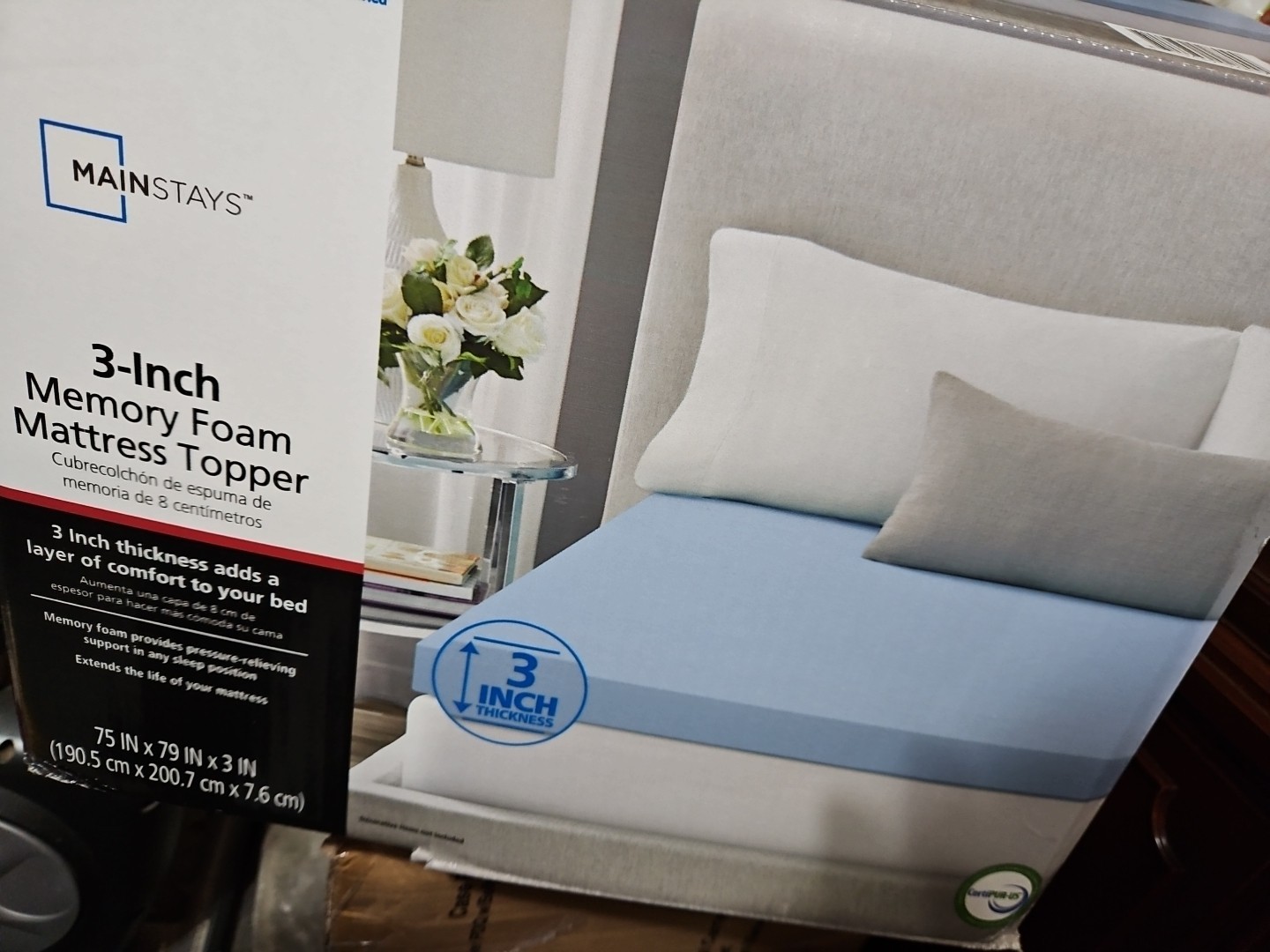 Mainstays 3″ Memory Foam Mattress Topper, King