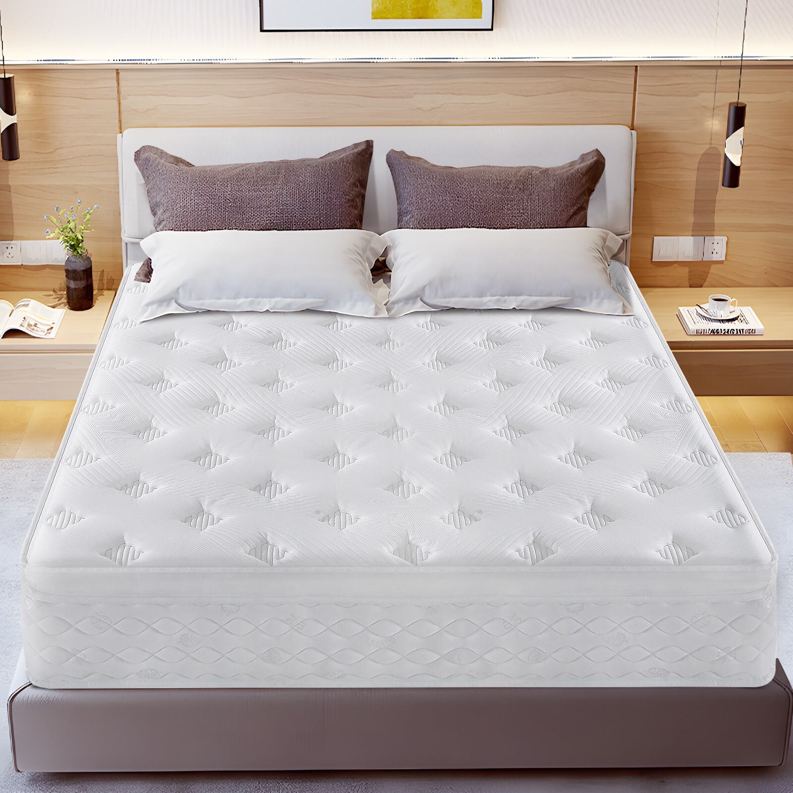 Hbaid 10″ 12″ Pocket Spring Hybrid Mattress, Twin Txl Full Queen King Size