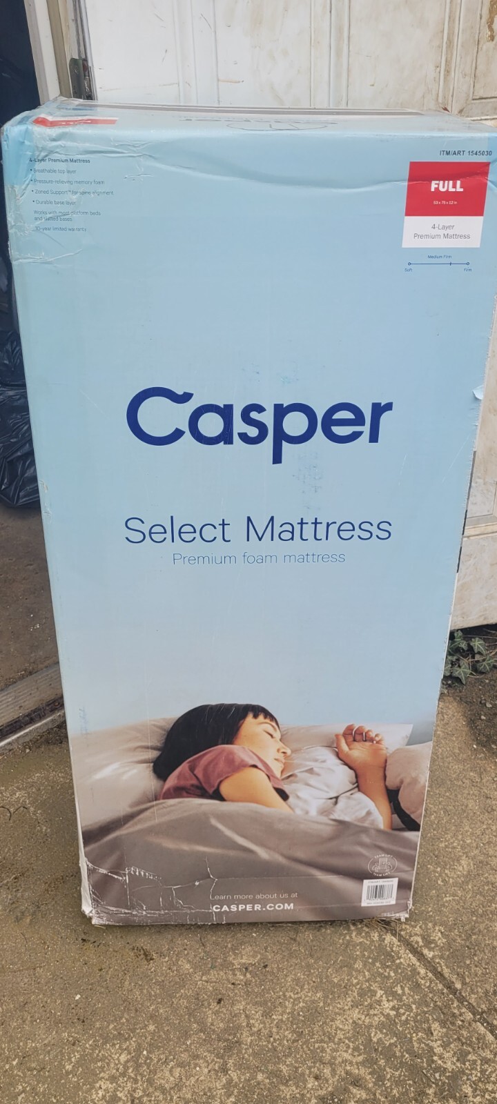 Casper Select FULL 12″ Memory Premium Foam Mattress Medium Firm New in Box