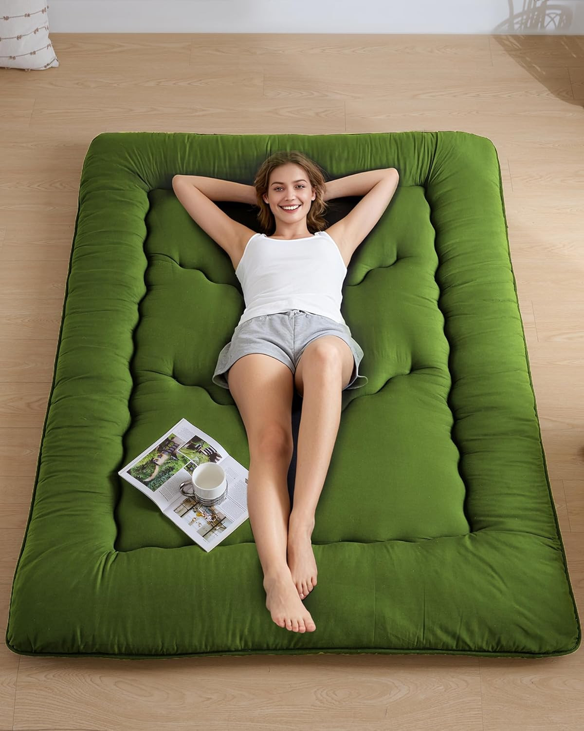 Japanese Floor Mattress, 3.5″ Thicken Futon Mattress Tatami Mat, High Density Fo