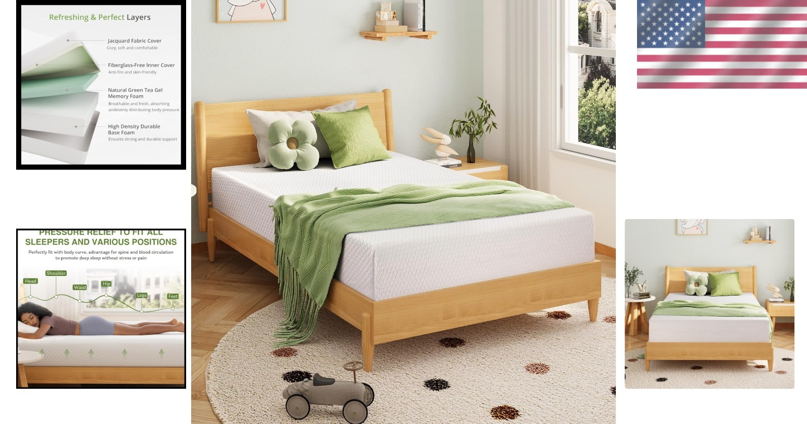 Medium Firm Twin Mattress with Green Tea Gel