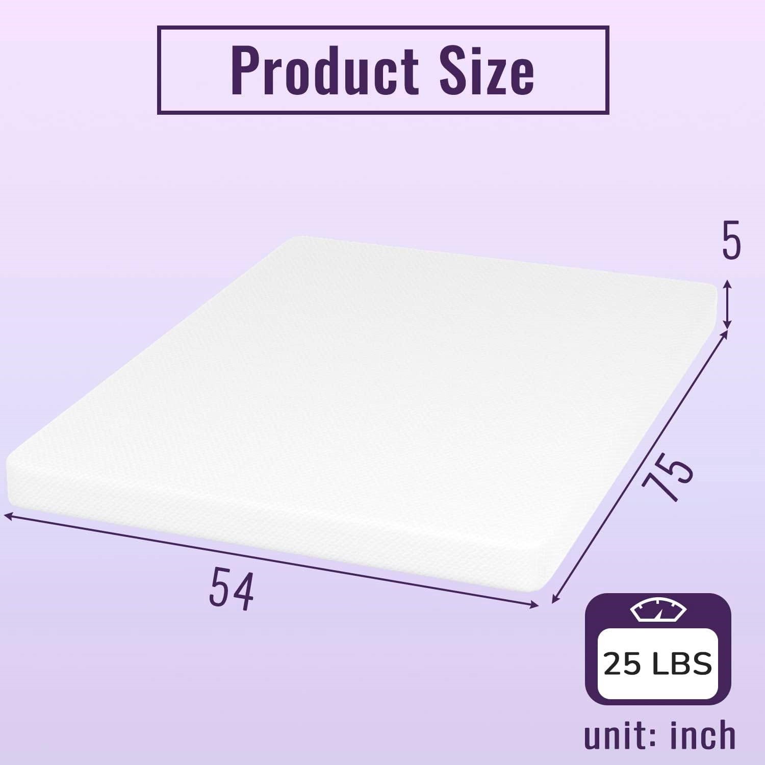 Full 5in Charcoal Memory Foam Mattress with Removable Cover