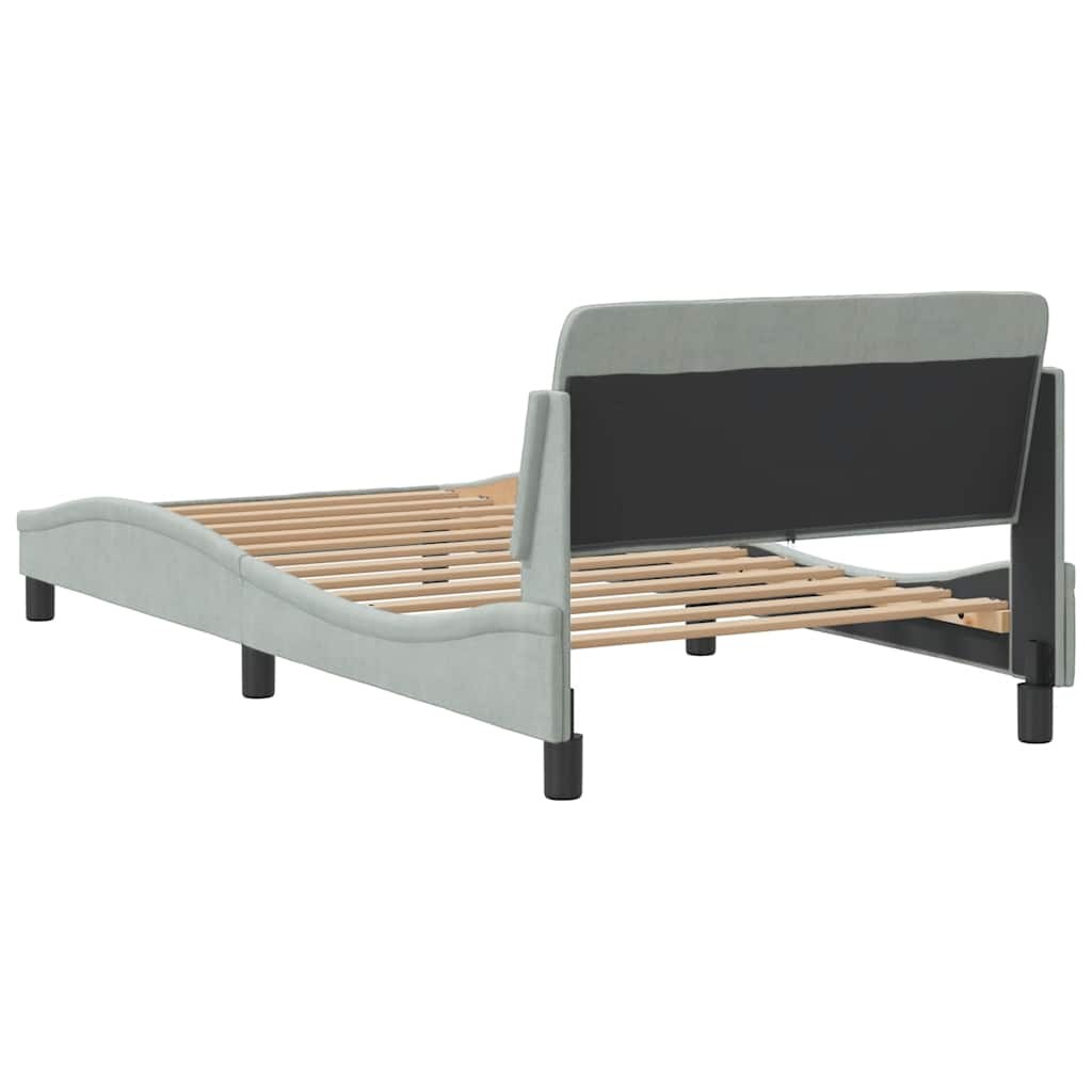 Bed Frame Light Gray Velvet, Metal, Plywood, Engineered Wood Single vidaXL