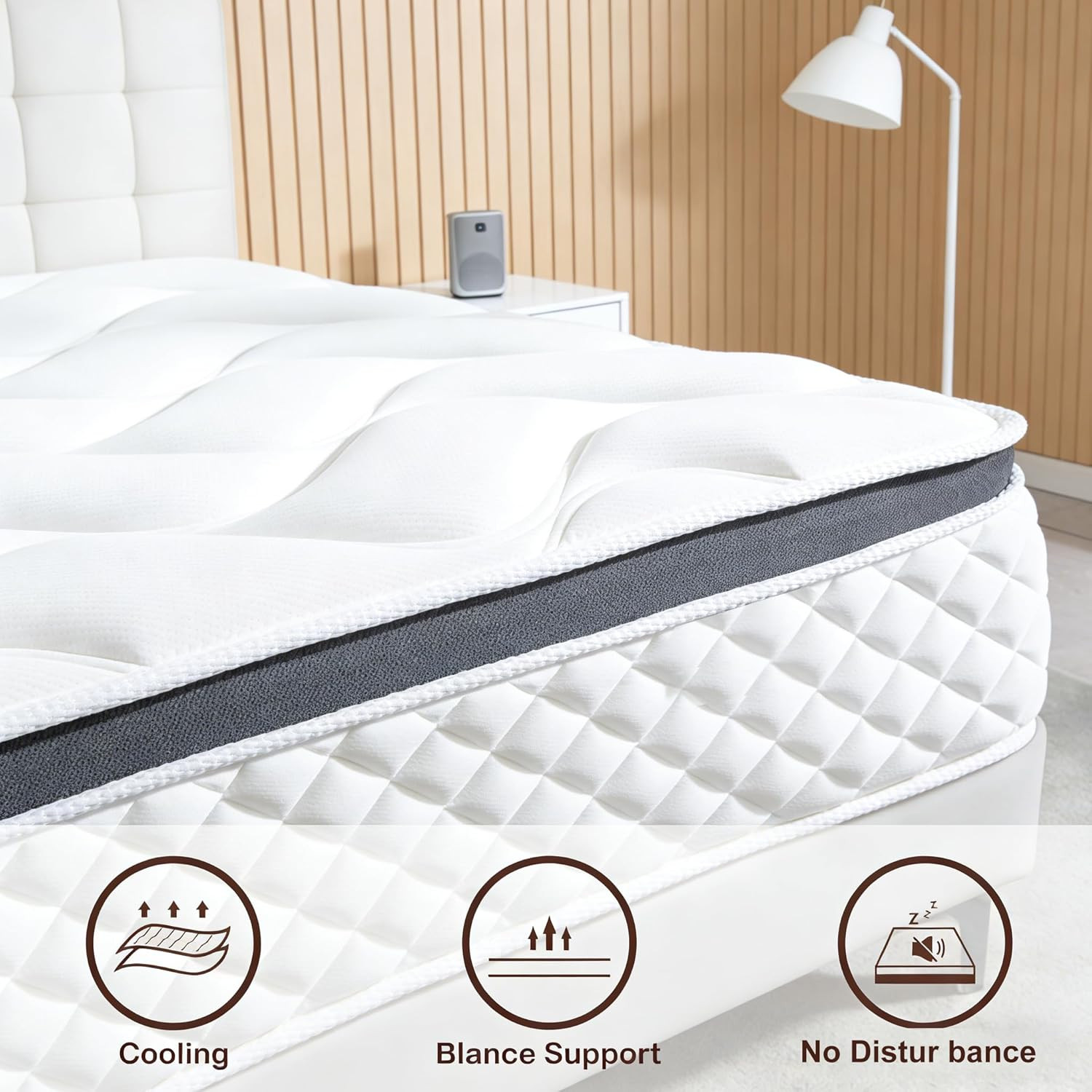 12″ Queen Hybrid Mattress – Gel Memory Foam & Pocket Springs for Comfort