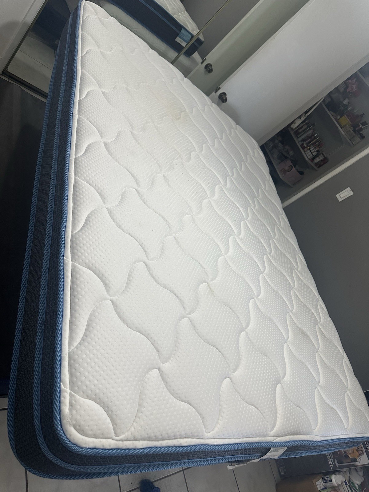 Sleepys Calm Queen Foam Mattress White Blue Rayon Polyester Cover 2021