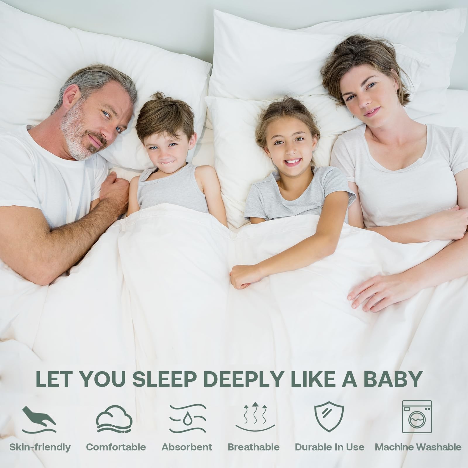 39″x75″ Twin Waterproof Mattress Protector for Kids, 9″ Deep, Twin, White