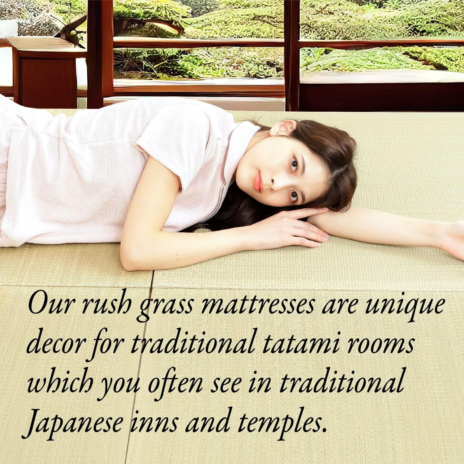 MIINA Tatami Mat Set – Finely Woven Igusa Grass, Japanese futon Mattress#2587QY1