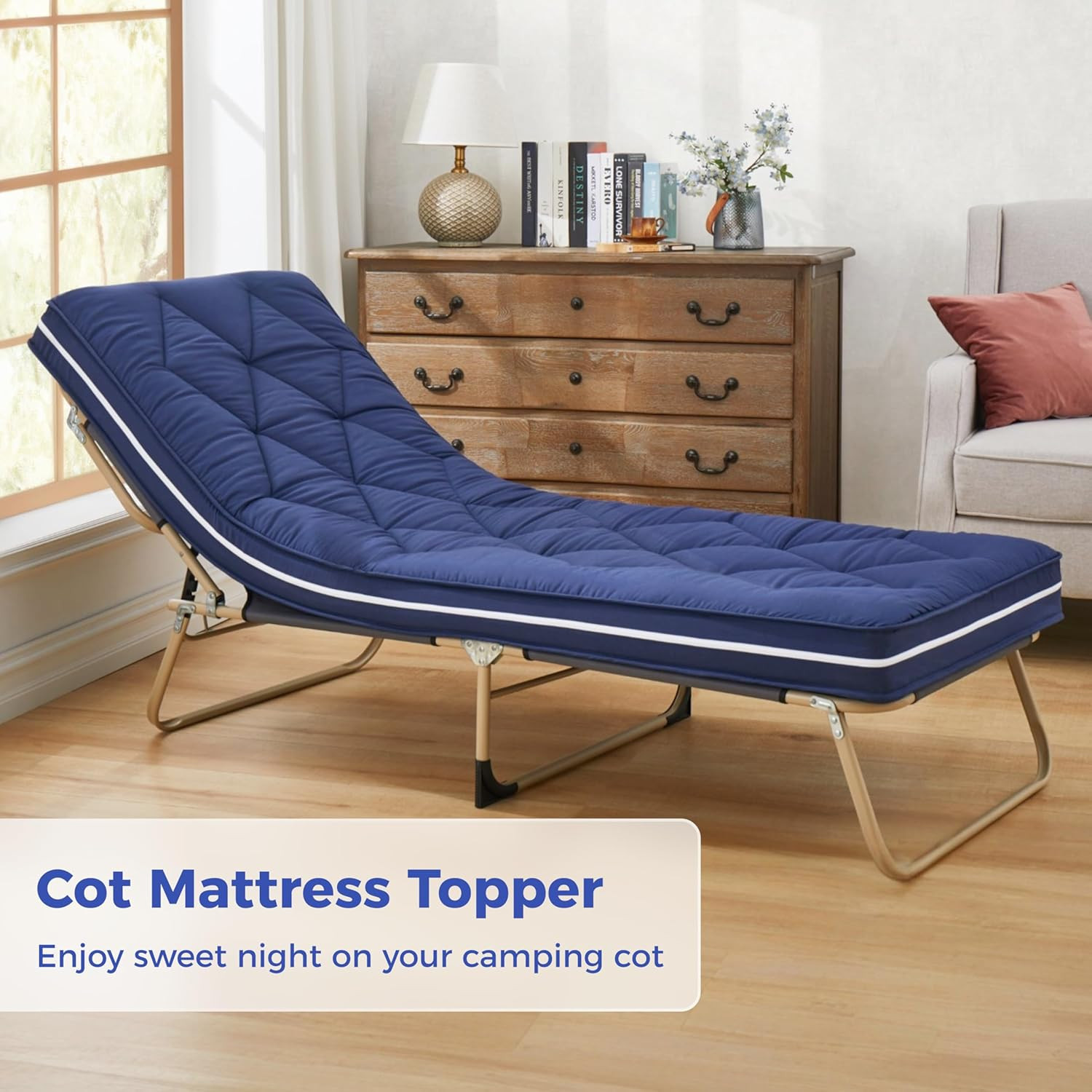 4″ Gel Memory Foam Floor Mattress, Portable & Removable Cover, Blue 72×24