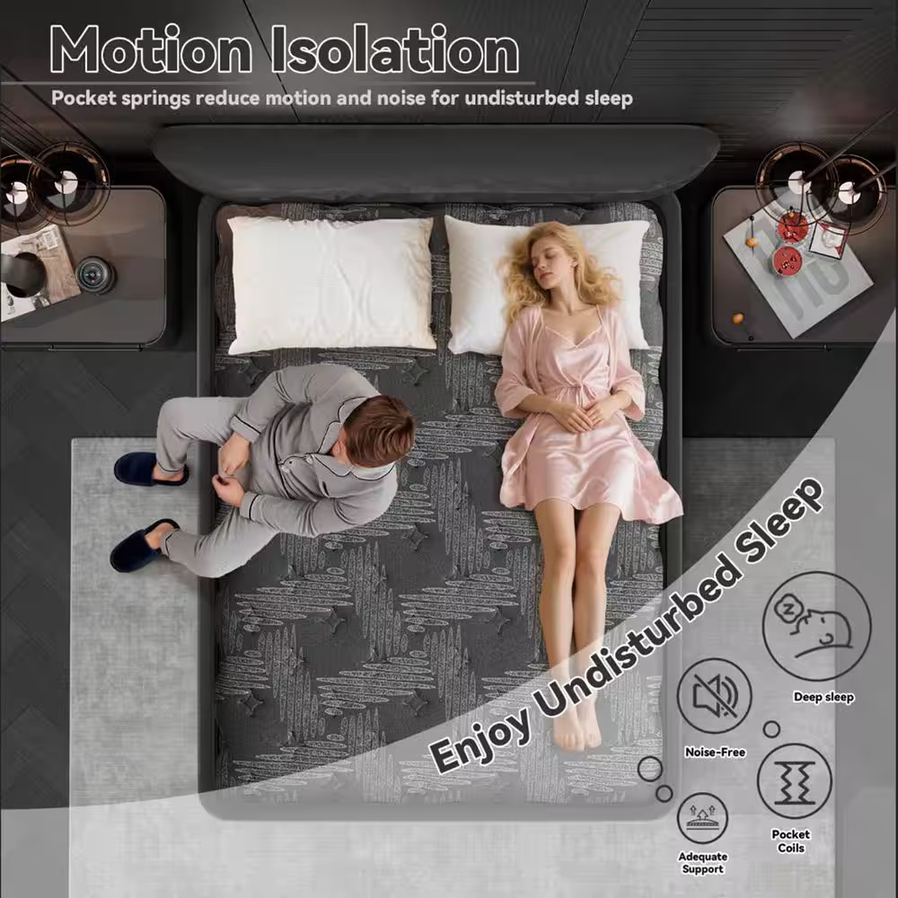 King Size 14 In. Firm Hybrid Innerspring Mattress with Gel Memory Foam, Motion I