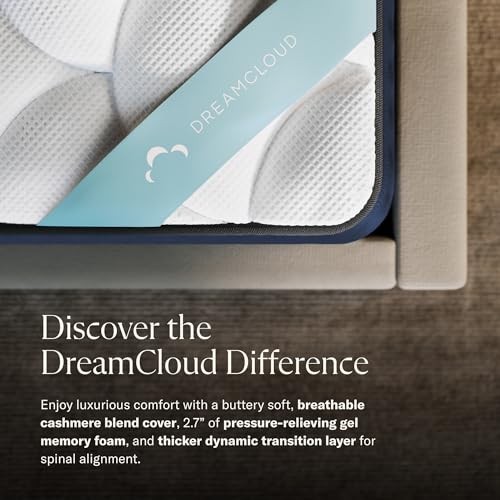 DreamCloud Premier 13″ Cal King Mattress – Luxury Gel Memory Foam White/Blue