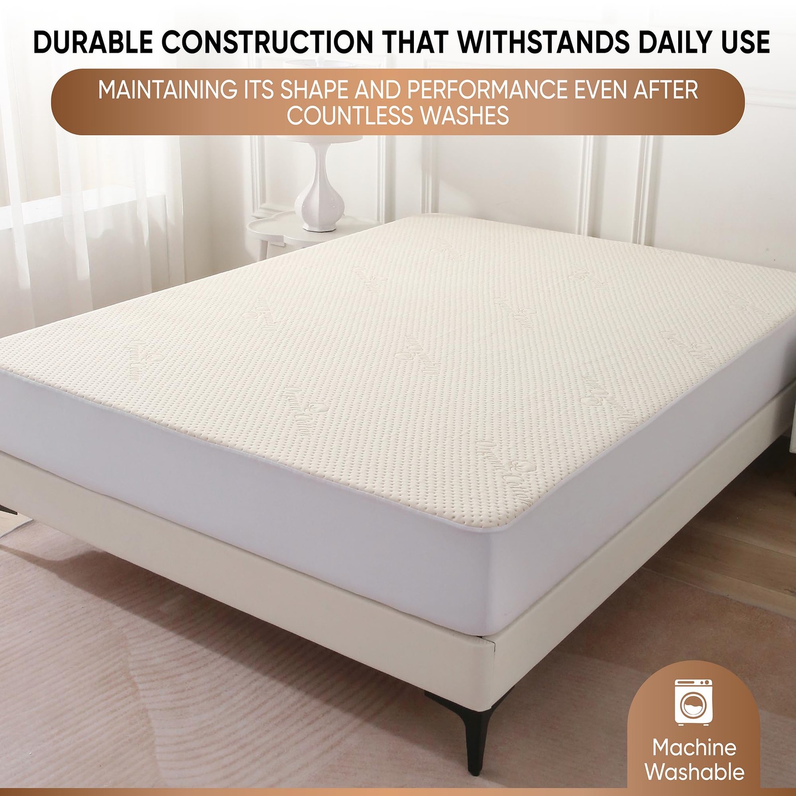 Luxury Waterproof Organic Mattress Protector Cal King California King, Ivory