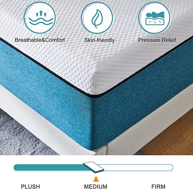 Queen size 8 inch gel memory foam mattress topper. Blue 60 x 80 inches. 