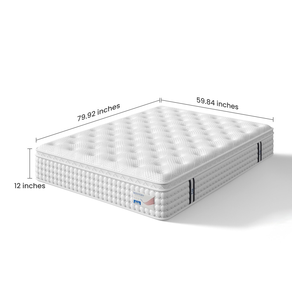 12″ Queen Hybrid Mattress -Memory Foam & Pocket Spring,Medium Firm Spine Support