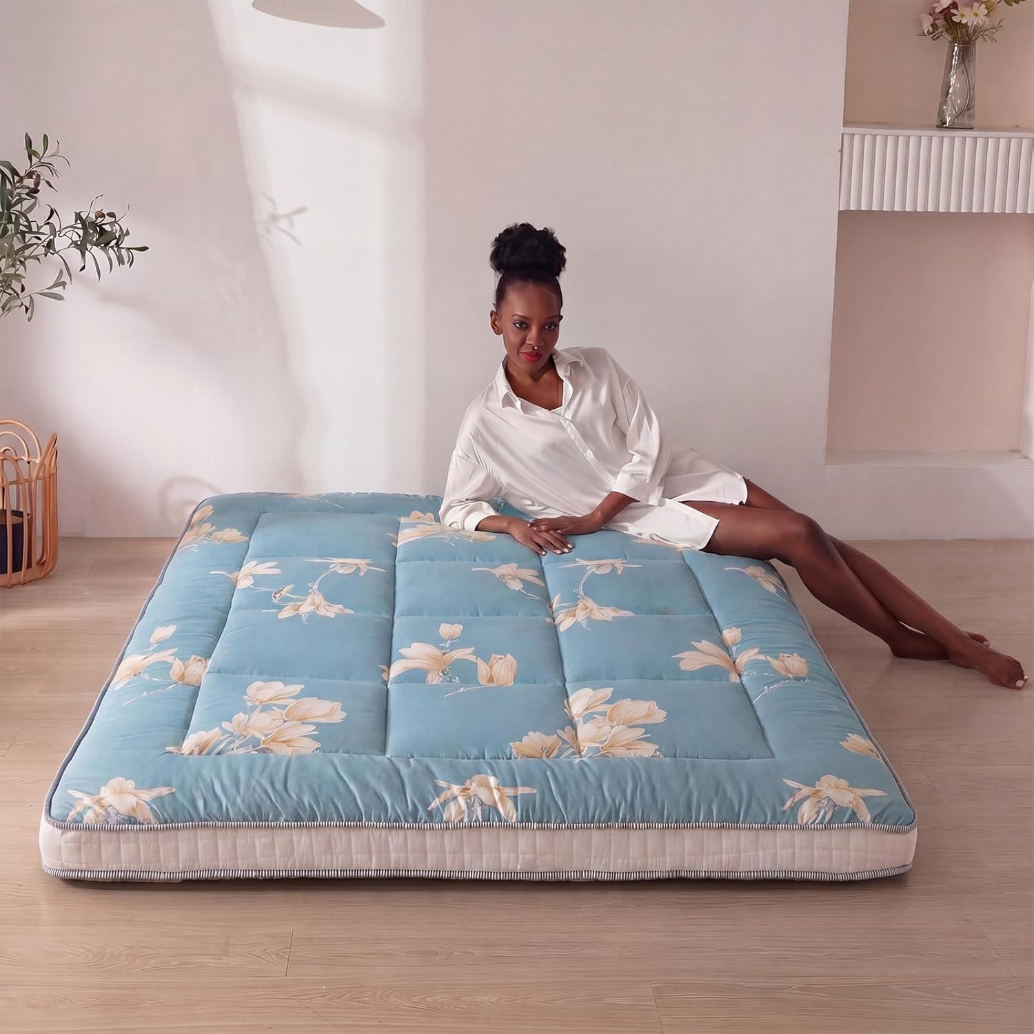 Printed Futon Mattress, Japanese Floor Mattress Quilted Mattress