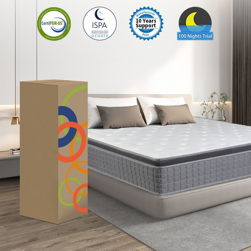 14″12″10″ Memory Foam Spring Hybrid Mattress In A Box Twin Full Queen King Size