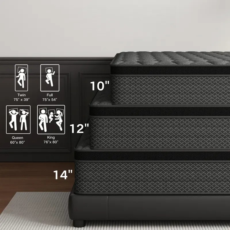 14″ King size Gel Memory Foam Mattress Hybrid Spring Twin Bed In A Box Share 3D