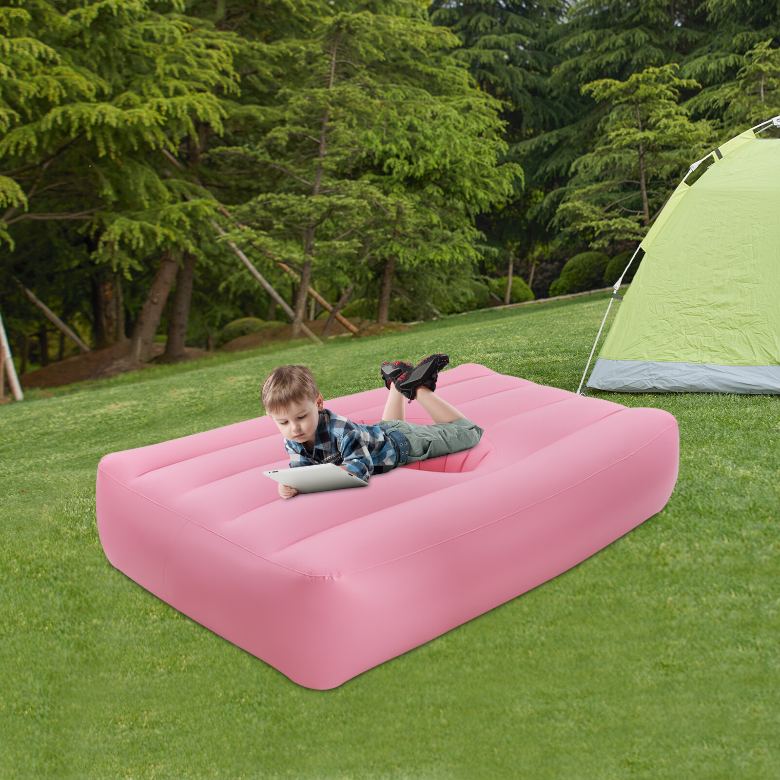 Foldable Inflatable Air Mattress Portable Built-in Electric Pump For Travel Home