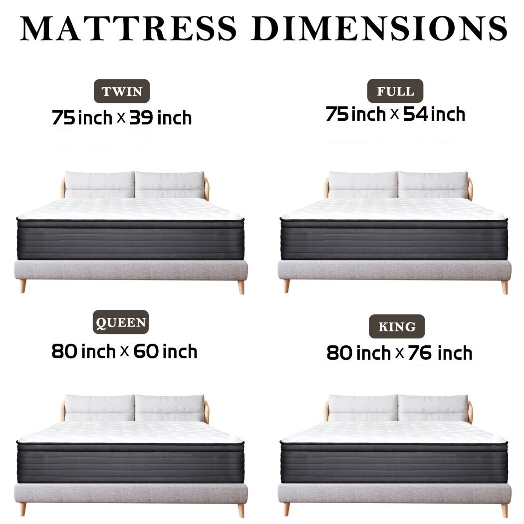 12″14″ Gel Memory Foam Innerspring Hybrid Mattress Twin Full Qeen King in a Box