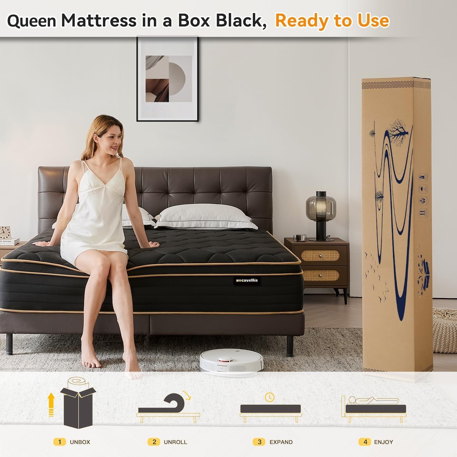 Queen Mattress 12 Inch Memory Foam Pocket Spring Hybrid Bed Motion Isolation