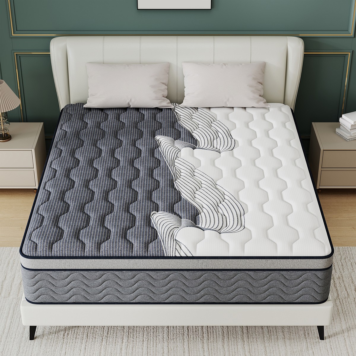 12″ Dual Firm Soft Hybrid Mattress Memory Foam Spring Full Queen King in a Box