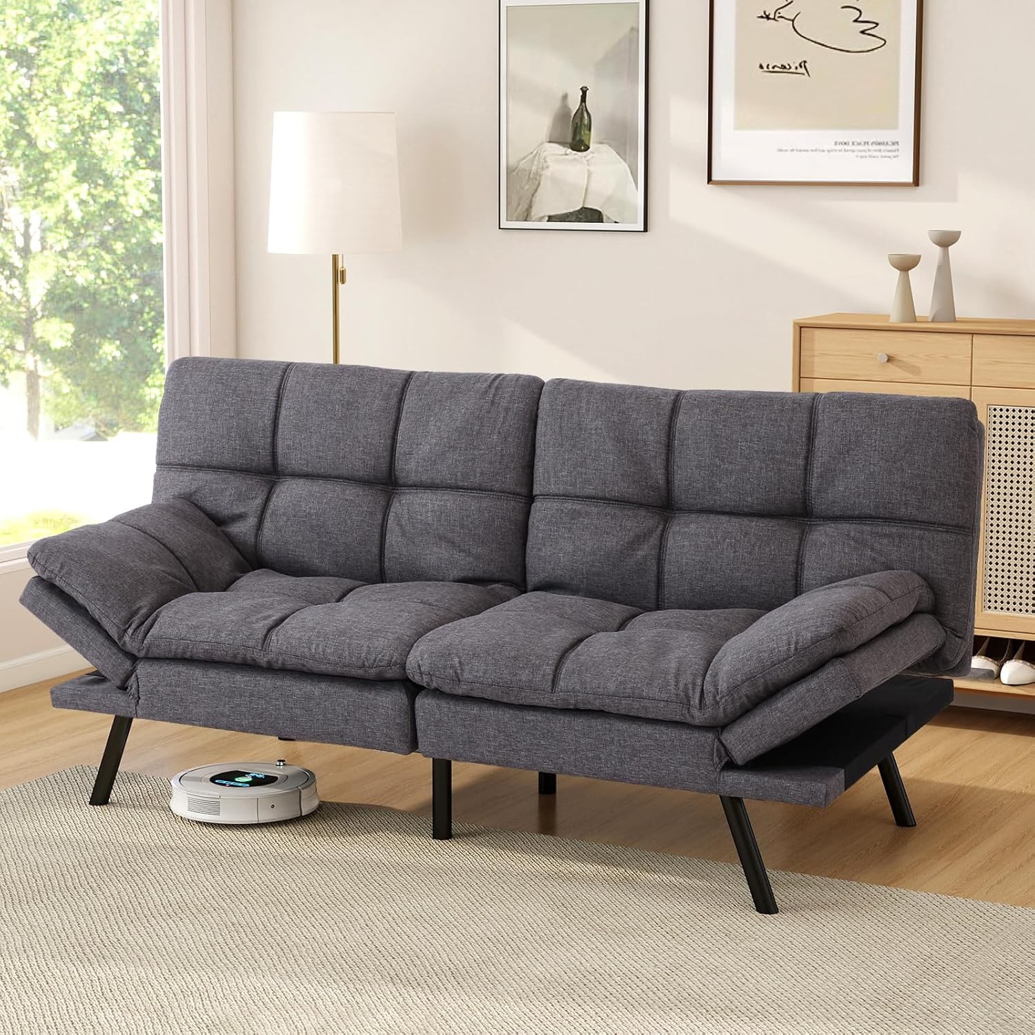 Futon Sofa Bed Convertible Memory Fo Couch Bed, Modern Sleeper