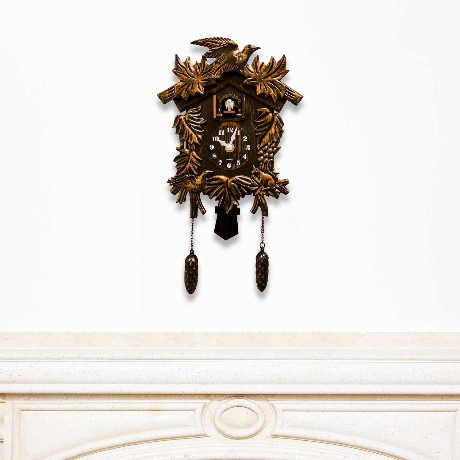 Chiming Classic Brown Vintage Cuckoo Wall Clock Hanging Bird Clock Home Decor Ch