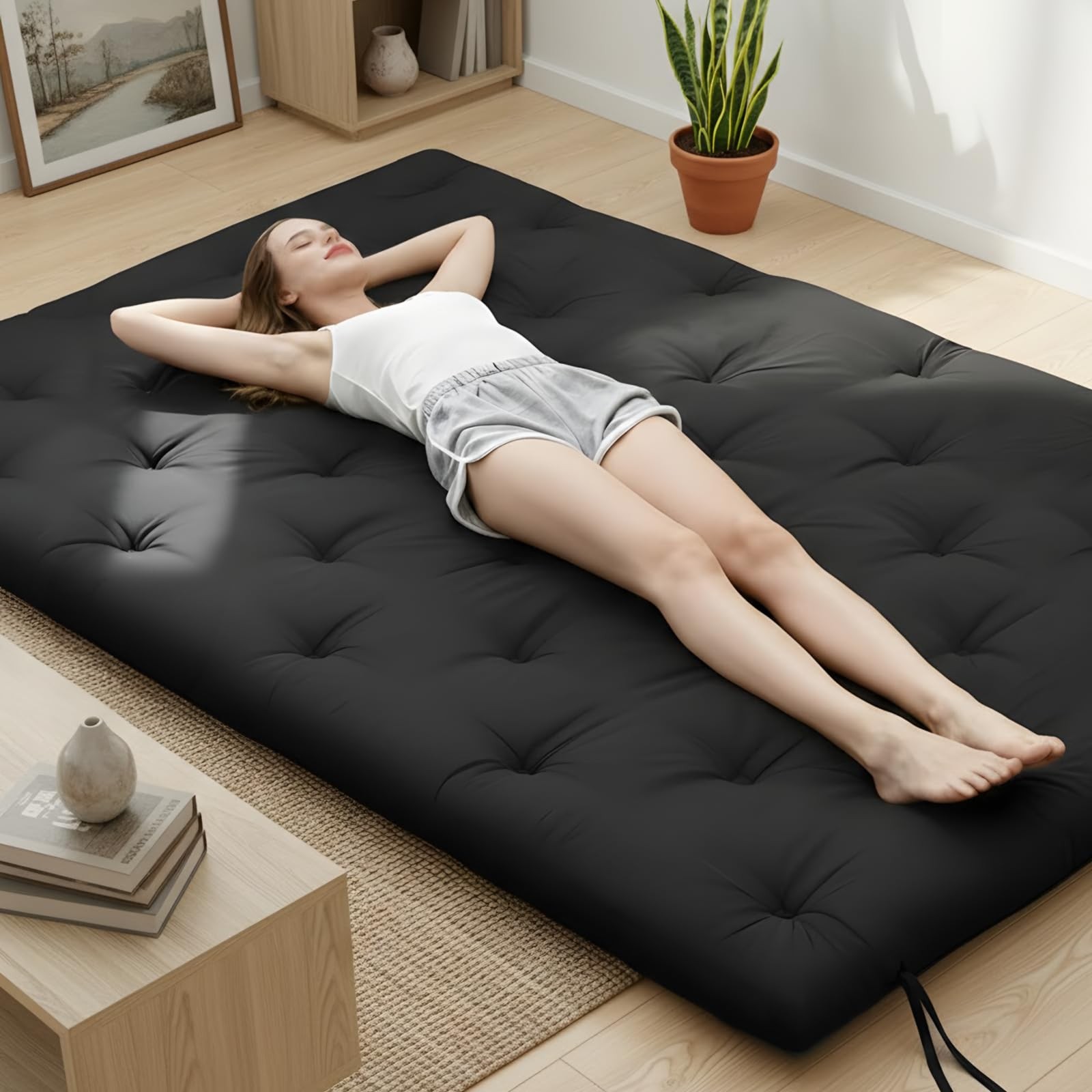 Water Resistant Japanese Futon Mattress, King Size 80″x76″, 2.5 Inch Thick Ja…