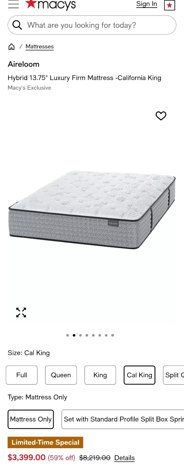 Aireloom HYBRID LUXURY FIRM CAL-KING SIZE