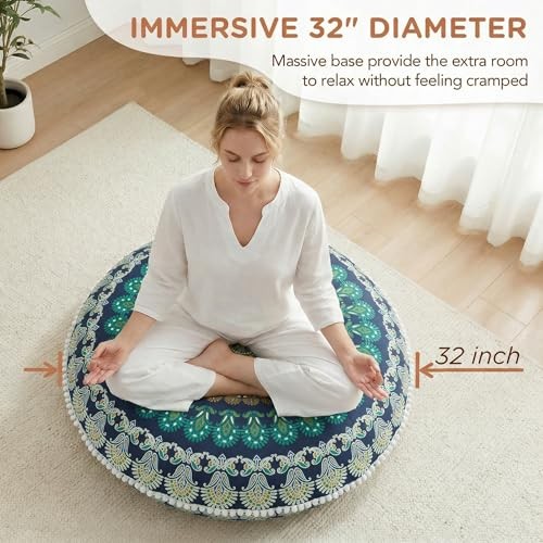 Meditation Floor Pillow Set of 2, Round 2 Count (Pack of 1) Round | Green