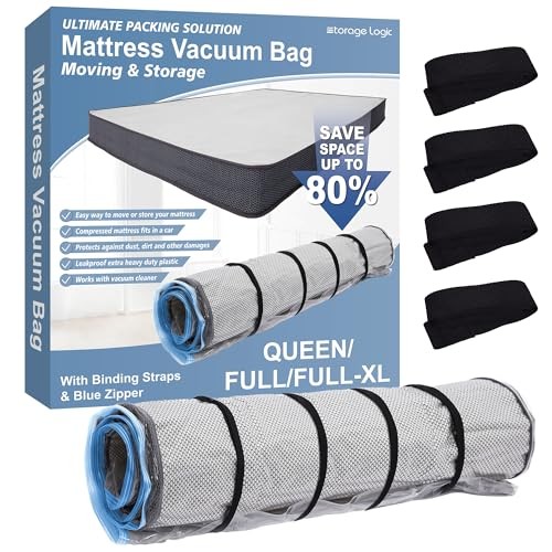 Foam Mattress Vacuum Bag with Blue Zipper, Mattress Queen/Full/Full-XL BlueZip