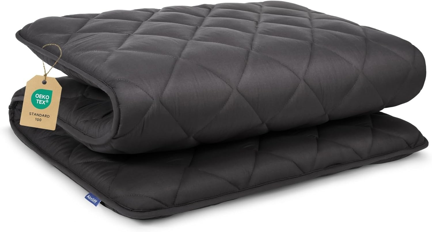 Japanese Futon Floor Tatami Sleeping Pad, Shikibuton Roll Up Bed White Twin