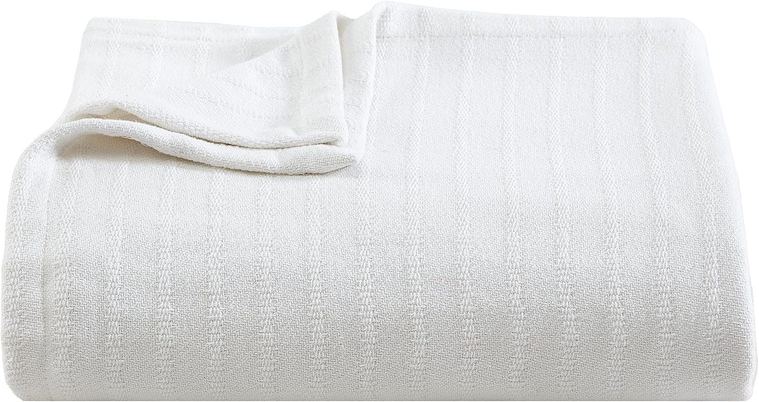 Vera Wang- Queen Blanket, Designer Cotton Bedding, Medium Weight Luxurious Beddi