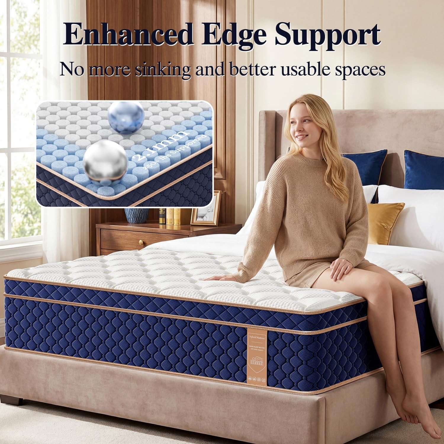 VILASOAR 12 Inch Queen Mattress, Hybrid Mattresses in a Box with Gel Memory F…