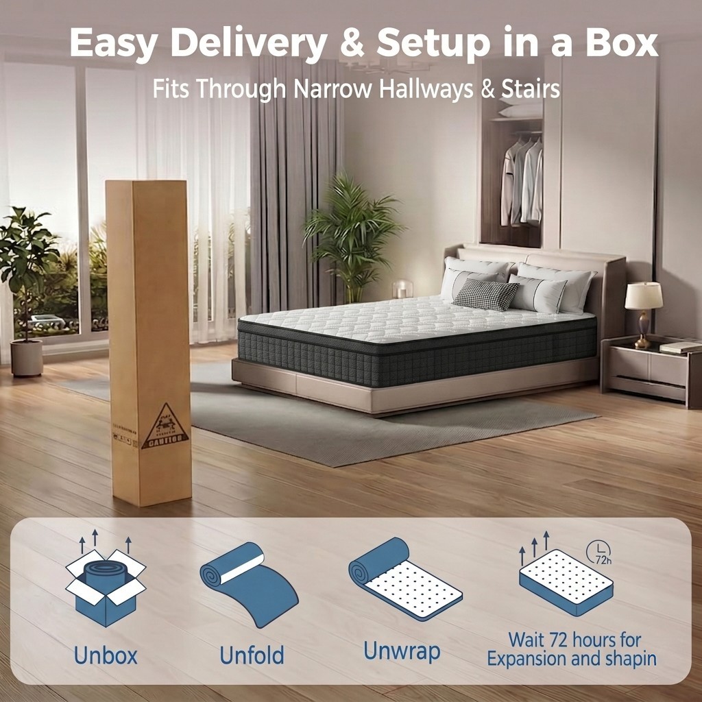 8″10″12″14″ Twin Full Queen King Size Mattress in a Box Hybrid Spring MemoryFoam