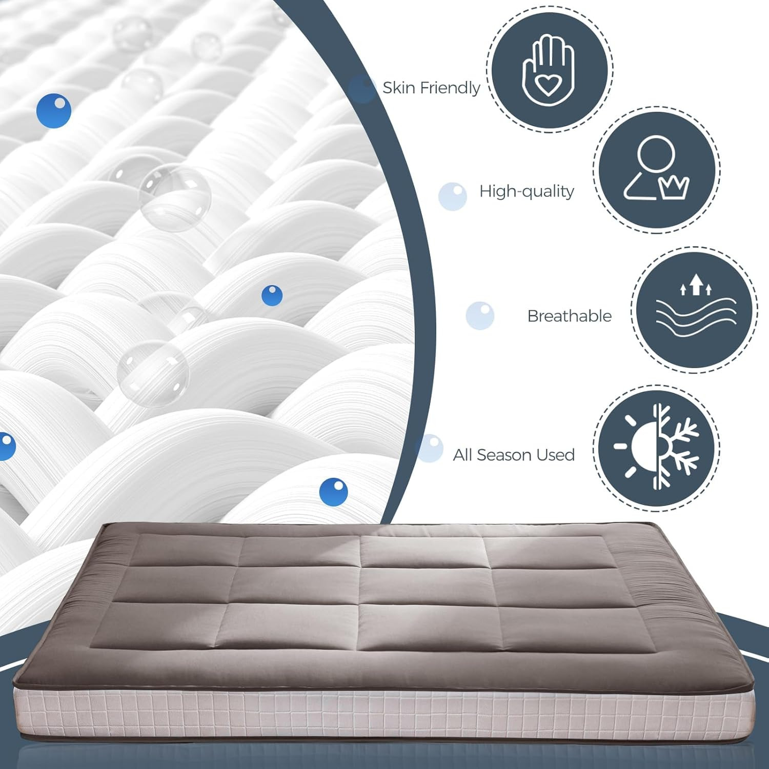 Extra Thick 6″ Foldable Japanese Floor Futon Mattress – Dark Grey, Full Size