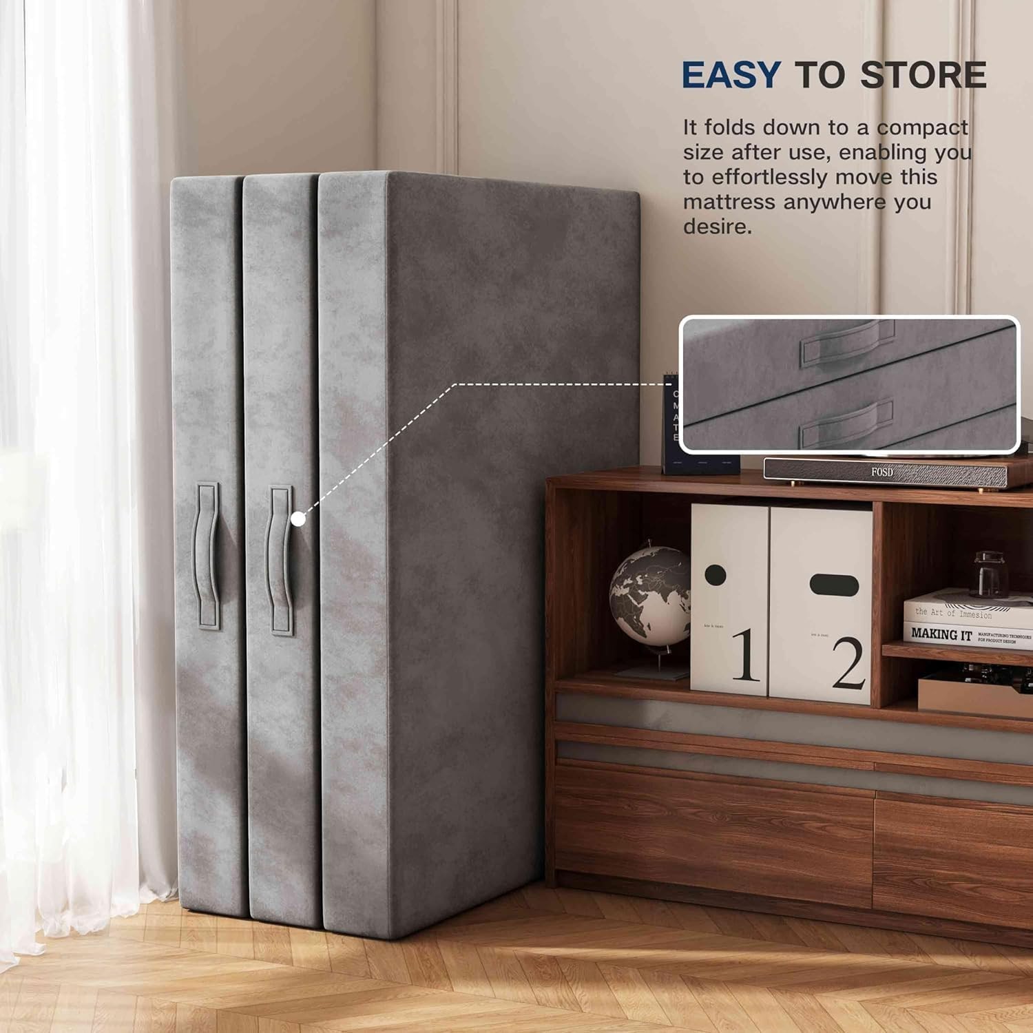 4 inch / 6 inch Tri-Fold Memory Foam Mattress Single Folding Reversible Foldable